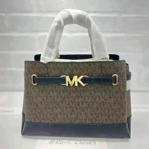 Michael Kors reed satchel small belted purse handbag Brown/Black